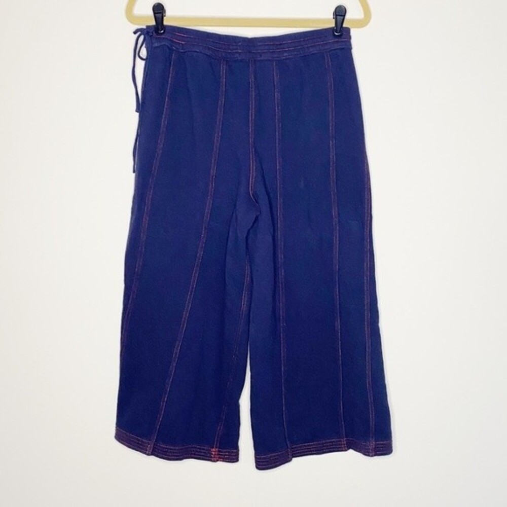 Anthropologie Saturday Sunday Muse Wide-Leg Navy Blue Terry Pants Size Small - Picture 5 of 12